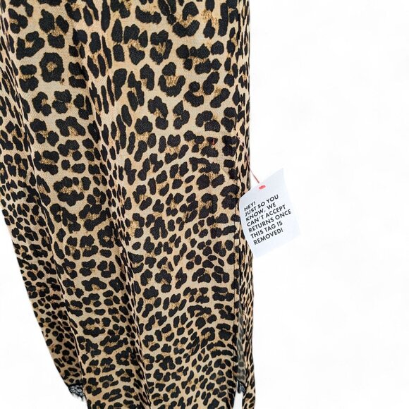 ASOS Design Lace Trim Midi Slip Dress Animal Leopard Print Size 2 - Picture 3 of 9